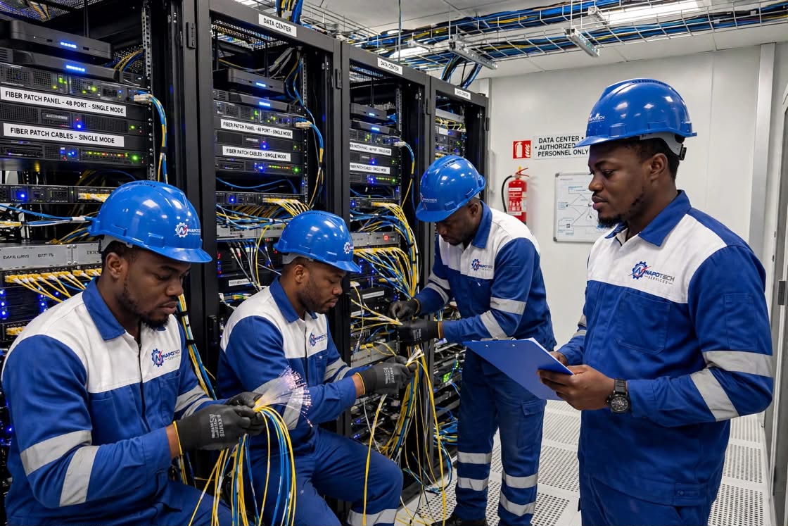 Napotech technicians working on network and server infrastructure